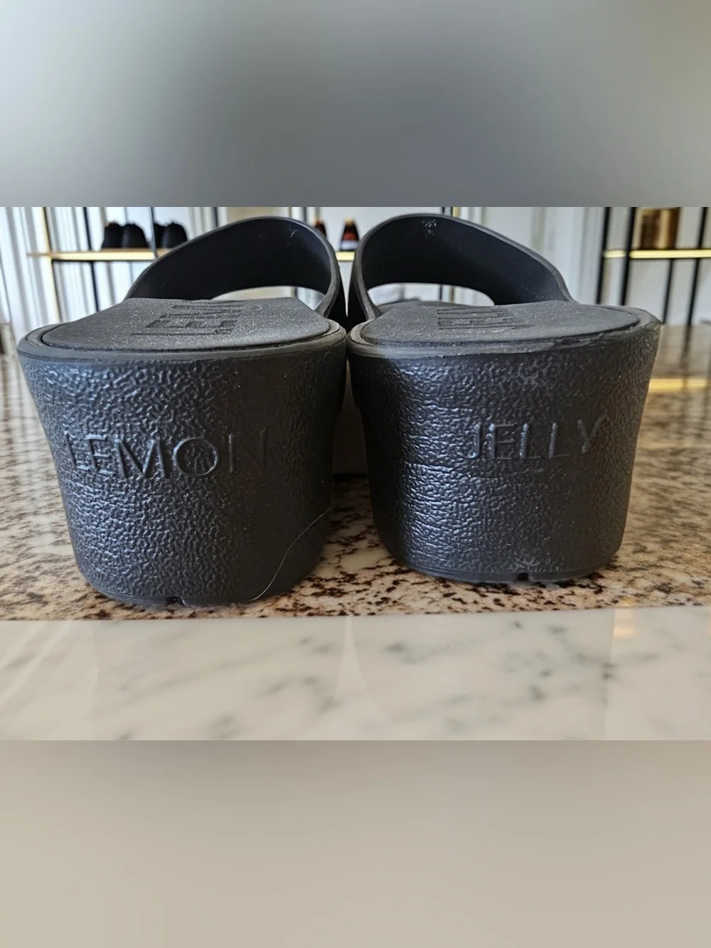 Lemon Jelly Black Platform Slide Sandals EU 38 NWOB Waterproof Chunky Comfort